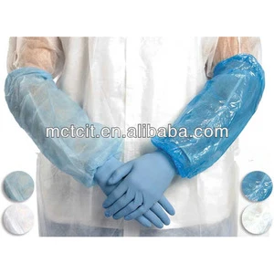 Disposable PP fabric blue oversleeve with knitted end