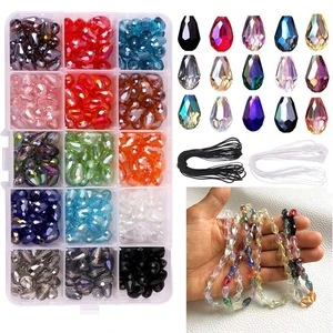 DIY Teardrop Crystal Beads Glass Beads Kits AB Colour Faceted Beads