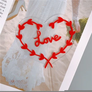 Double Love Flower Branch Love Cake Toppers Acrylic For Valentines Day Wedding Baking Cake Decoration