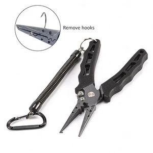 Durable stainless steel fishing pliers with sheath and lanyard