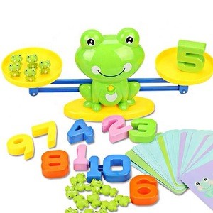 Early Education Cartoon Animal Frog Plastic Math Balance Blocks Game Mathematics Calculation Weighing Scale Toy For kids gift