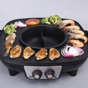 Electrical Barbecue Plate Commercial Indoor BBQ Pan Electric BBQ Grill with Hot Pot