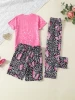 Elegant Eco-Friendly Butterfly Digital Print Loungewear Casual Childrens Fashion Pajama Set for Girls Apparel for Girls