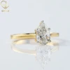 Elegant Looking 2 CT Pear Cut Lab Grown Diamond Solitaire Engagement Ring 14k Solid Gold Teardrop Ring For Women