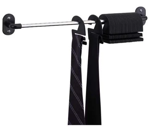 EML Adjustable Non-Slip Tie Belt Scarf Hanger Holder Hook Rack for Closet Organizer Storage Tie Hook Black
