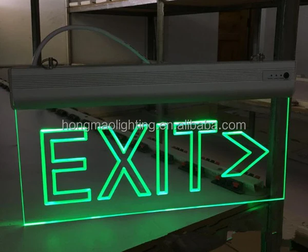 Engrave Green Letters Transparent Board Emergency LED Lighting Left Arrow Exit Sign