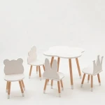 Environmental wooden bunny cloud bear crown children table and chair kids furniture for room decoration