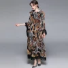 European and American holiday style catwalk long skirt 2021 new womens printed fringed casual loose dress