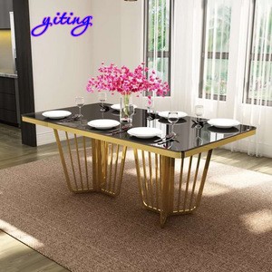 European style restaurant modern stainless steel dinning table and chairs