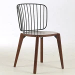 European style Solid Wood Walnut Color Restaurant wood chair furniture For sale