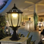 European style waterproof Aluminum 3.7V Voltage Outdoor Light Pillar Gate Fence Solar Powered Garden Led Post Lights