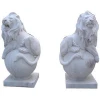 European white marble carved stone lion sculpture