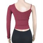 Exquisite Fashionable Womens One Shoulder Knit Top Stretchy Womens t-shirt Casual Stylish Womens Crop Top