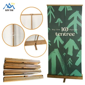 Factory Advertising Bamboo Roll Up Banner Stand Display Roller Banner