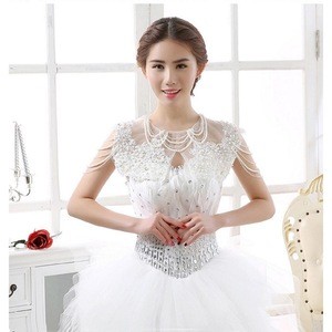 Fashion Bridal Lace crystal Wedding Jacket elegant design 2016 wedding bridal wrap cape coat custom made