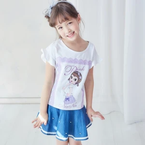 Fashion Children Loose Blouse T Shirts Stylish Girls Off The Shoulder Cotton Crop Top Wholesale Baby Off Shoulder Tops