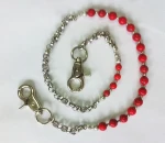 Fashion Decoration Accessories Of Trousers Chain With Red Color Beads, Stainless Steel Belt Chain