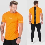 Fashion Patchwork Men Short Sleeve Cotton T Shirt Summer Tops Fitness Slim Breathable Tees Sweatshirt T-Shirt