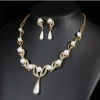 Fashion temperament drop pearls Alloy necklace earrings jewelry set wholesale