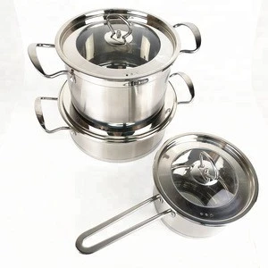 Fashion unique kitchenware stainless steel cooking pot induction 6pcs cookware set