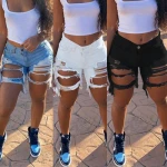 FE 2020 women plus size jeans denim pants ladies jeans high waist fringe tassel denim short for women