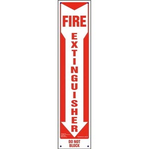 Fire Extinguisher, Do Not Block Sign 5-pk. - 3&quot; x 13.5&quot; Permanent Adhesive Vinyl with Rounded Corners