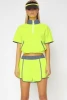 Fitness Ladies Fluorescent Green Reflective 2 Pieces Set Women Casual Tennis Sport Wear Tracksuit Set Sweatsuit