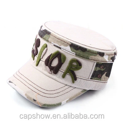Flat Top Classic Vintage Camouflage Pattern 3D Embroidery Military Cap And Army Hat