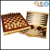 Folding Board Wooden 3 in 1 Chess, Checkers &amp; Backgammon Chess Game Set