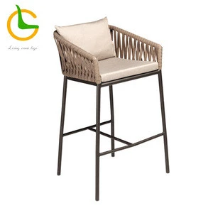 Foshan wholesale big lots used commercial modern rope woven restaurant high bar stool