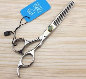 Free shipping JOEWELL 6.0 inch silver handle hair  cutting/ thinning hair scissors with gemstone