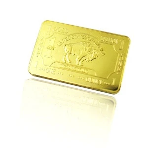 FS-Craft Hot Sell Factory Price 1 OZ Titanium Gold Plated Gold Bar 24k Pure Buffalo Bar