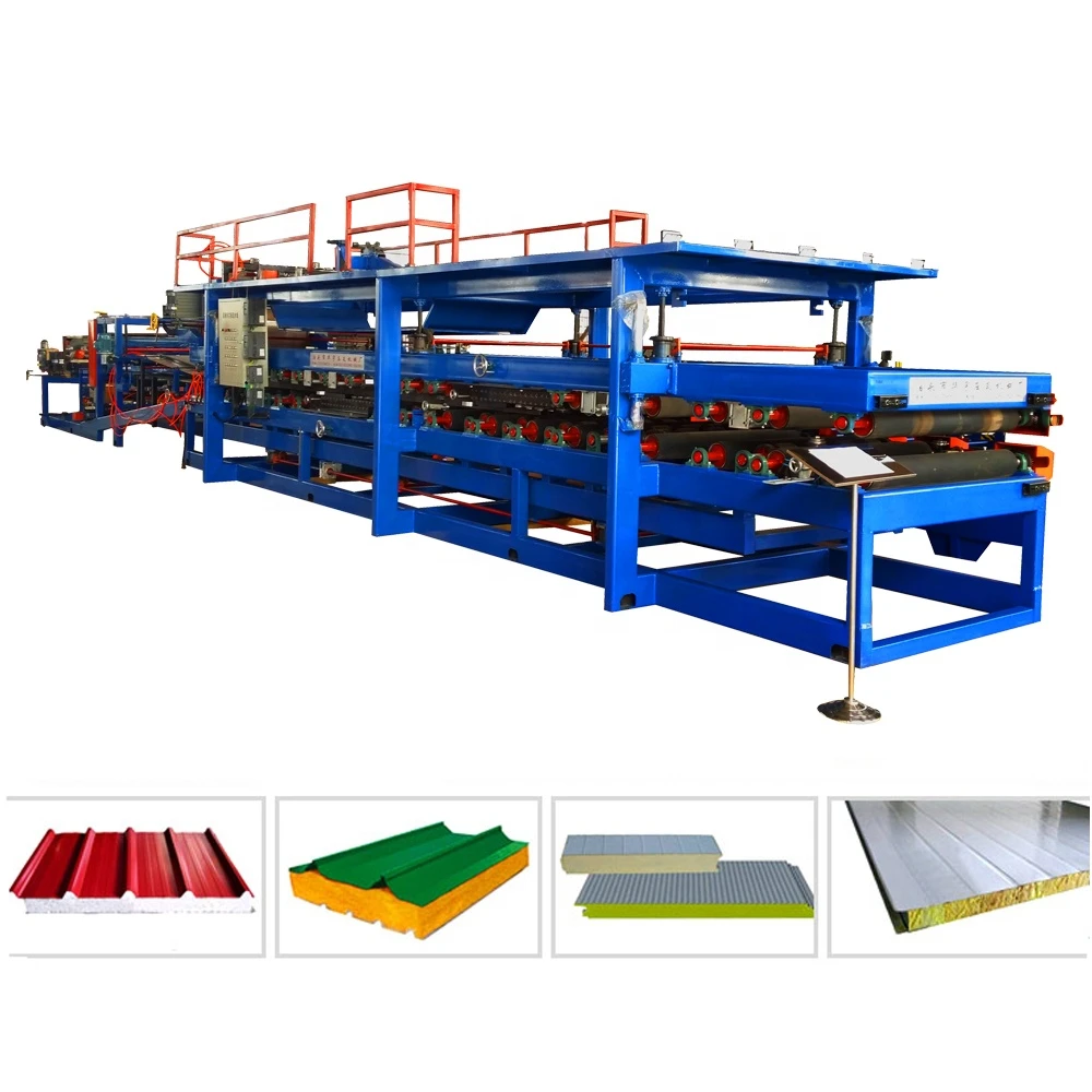 Full automatic and wall roll panel insulation sandwich panel making machineeps and rock wool sandwich panel rollforming machine