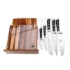 Garwinhot selling 7pcs knife set with chopping cutting board acacia wood block stainless steel kitchen knife set