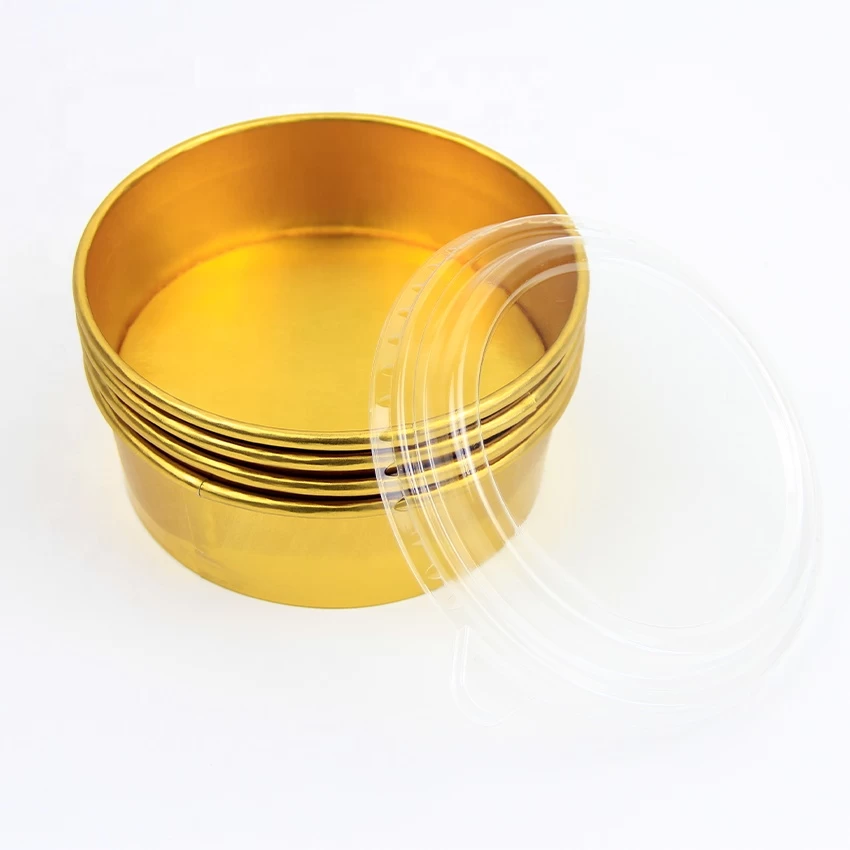Gold Foil Paper Food Grade Bowls For Salad And Takeaway Food With High Quality