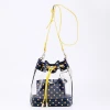 Gorgeous Ladies Buckets Bag Made With PU Material And Navy Blue Dot Pattern From Score!Designs