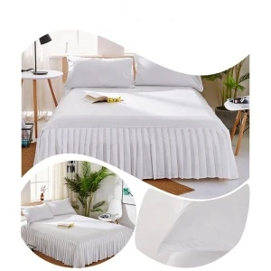 Grey Bed Cover Waterproof Mattress Protector With Long Skirt