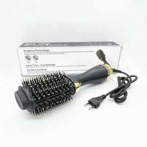 Hair Curling Straightening Styling Hot Air Blowing Brush1200W Blow Hairbrush Gold Pro One Step Hair Dryer