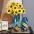 Import Hand Blown Wholesale Luxury Set Modern Nordic Blue Flower Glass Vase for home decor from China