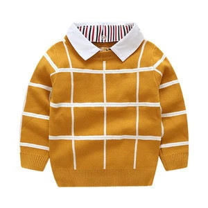 Hand Knitted New Design Knitting Children&#039;s Clothing Puppy Cartoon Wholesale Knit Kids Pullover Shirt Collar Boys Sweater