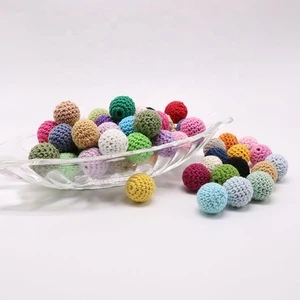 Handmade Baby Nursing Teething Wooden Cotton Crochet Beads