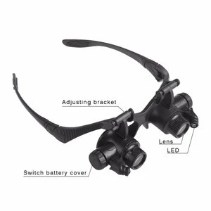 Headband Eyewear Magnifier Loupe Jeweler Magnifying Glasses Tool Set with LED Light