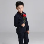 High quality 2color 4pcs set tie+vest+pants+shirt baby boys winter wedding suit for children boys