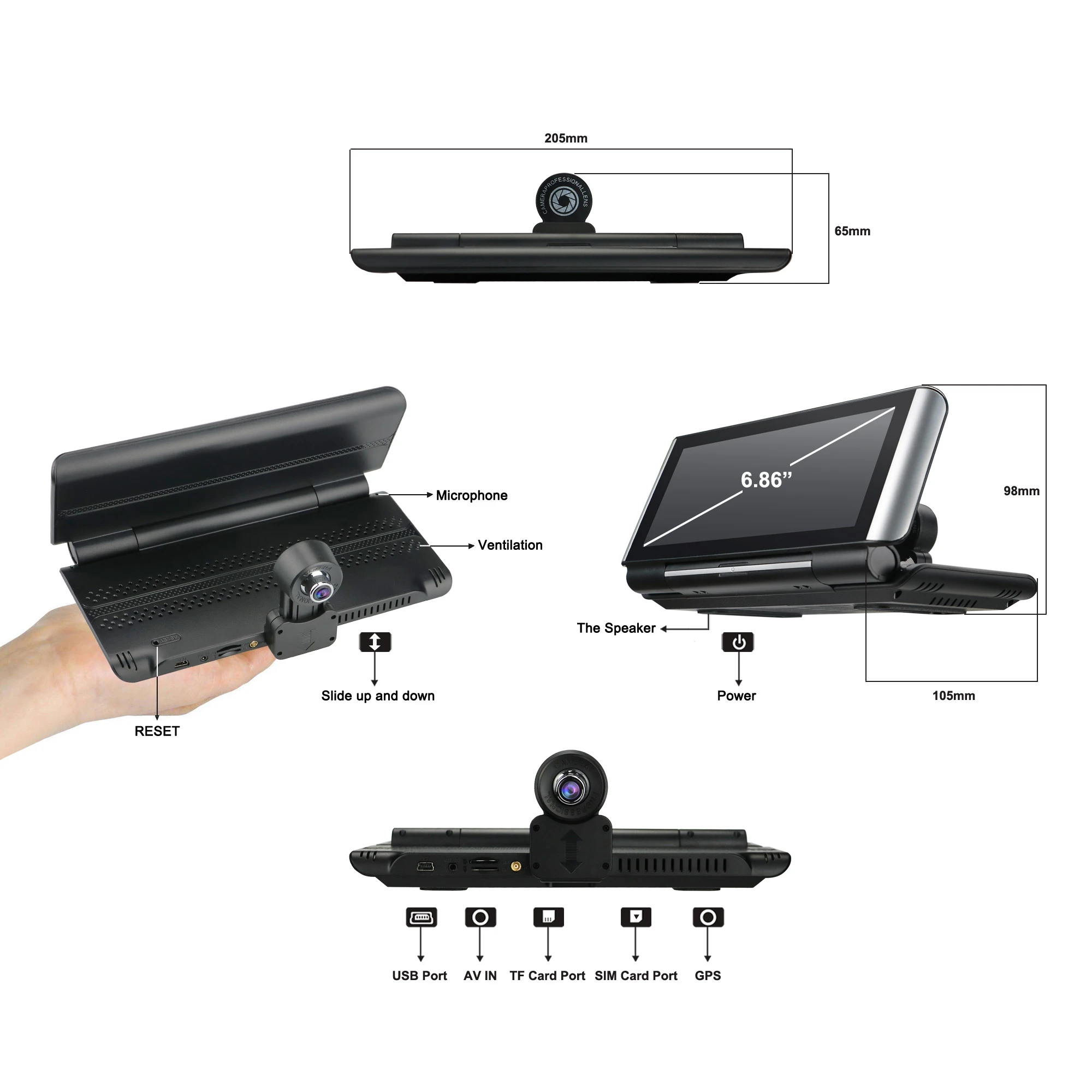 High Quality 4G DVR Android Car Dash Camera DVR WIFI 6.86 Inch Camera Car Black Box With GPS Tracking System