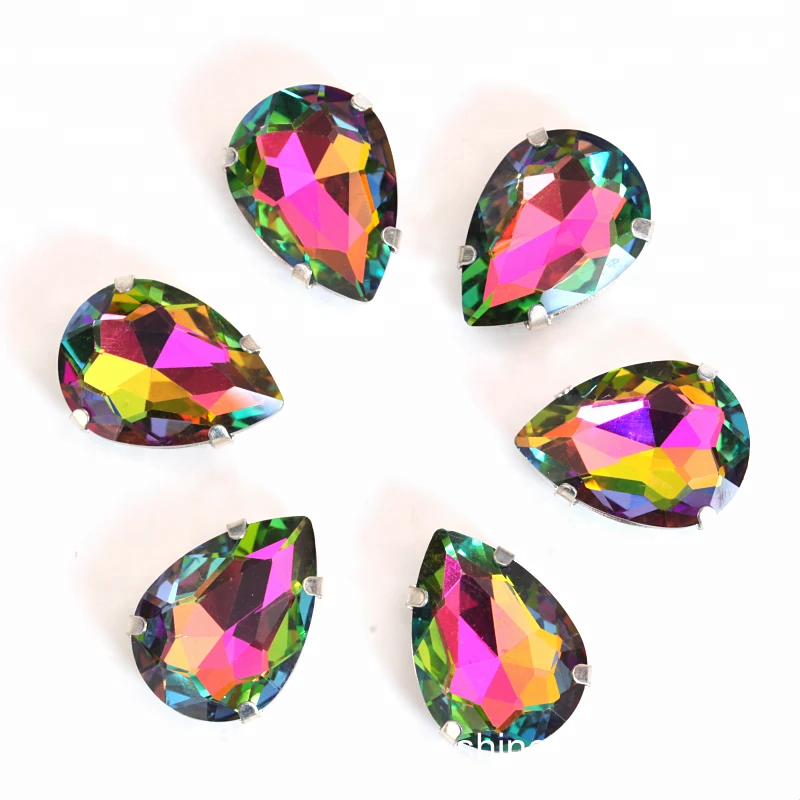 High Quality Blinginbox Brand Teardrop Shape Various Opal Color Glass Sew On Claw Rhinestones For Garment Accessories