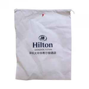 High Quality Eco Friendly Supplier Hotel Recycle Draw Cord Non Woven Laundry Bag Drawstring Bag for Hotel Foldable