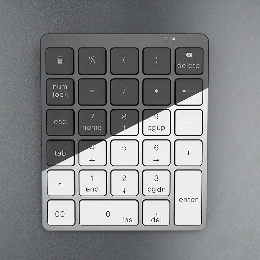 High Quality Slim Aluminum 28 Keys Rechargeable Mini BT Wireless Numeric Keypad Keyboard for Laptop Desktop