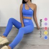 High Quality Sloping Shoulder High Waist Leggings and Sports Bra Fitness Workout Gym Clothing  Womens Yoga Outfits 2 Piece Set