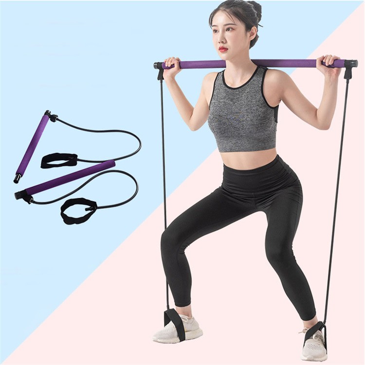 High quality sports equipment female yoga exercise 2 foot loops lightweight trainer pilates tension rope bar