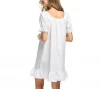 High Quality Women sexy night sleeping dress short sleeve lace 100 cotton nightshirts for sleepwear